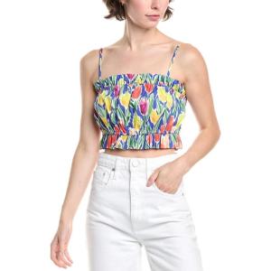 Floral Print Ruffled Cropped Top(Blue Multi)