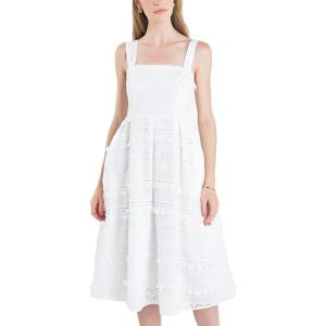Poprin Heart Embroidery Bustier Midi Dress(White)