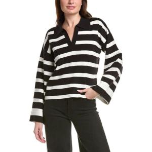 Striped Collared Cropped Sweater(Black/White)