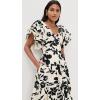English Factory Women’s Print Dramatic Bubble Sleeves Maxi Dress(White/Black)