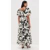 English Factory Women’s Print Dramatic Bubble Sleeves Maxi Dress(White/Black)