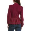 English Factory Womens Peplum Waist Wool-Blend Top, S, Red