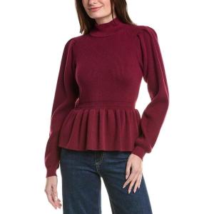 English Factory Womens Peplum Waist Wool-Blend Top, S, Red