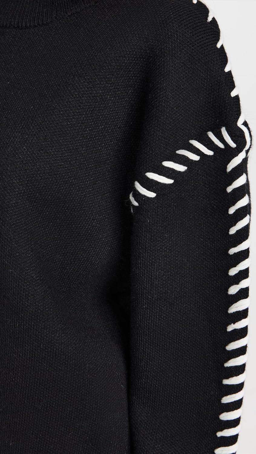 image:imageEnglish Factory Womens Whip Stitch SweaterBlackWhite