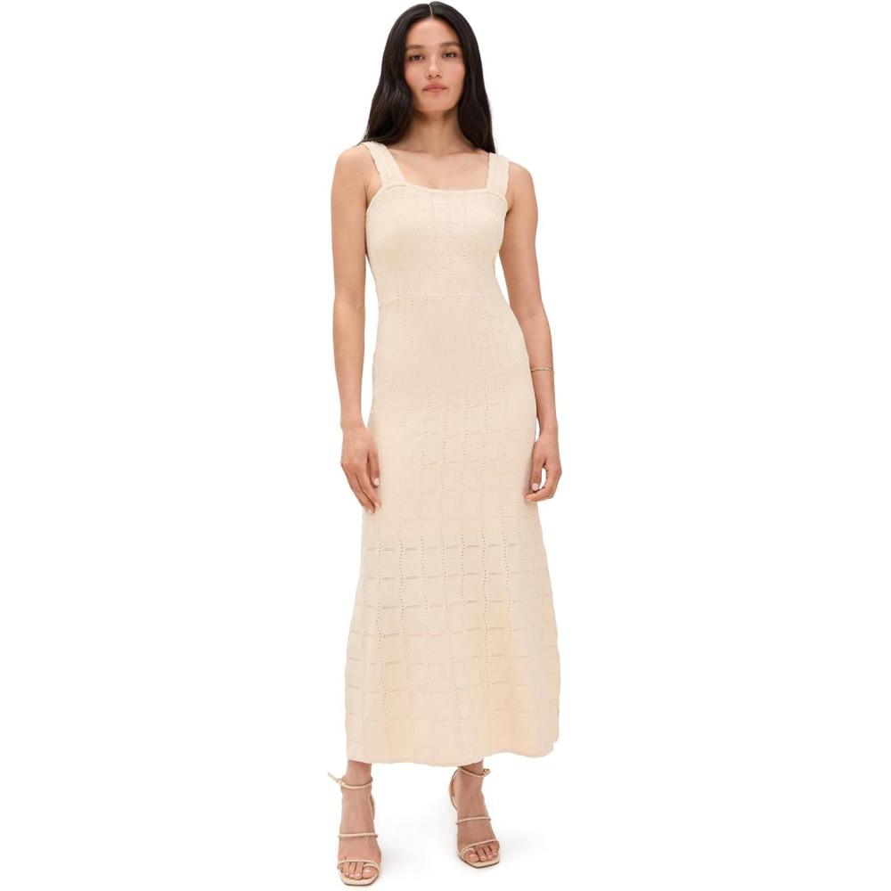 image:imageEnglish Factory Womens Scallop Knited Sleeveless Midi DressOffwhite