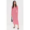 English Factory Women’s Gingham Off The Shoulder Midi Dress(Red)