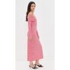 English Factory Women’s Gingham Off The Shoulder Midi Dress(Red)