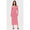 English Factory Women’s Gingham Off The Shoulder Midi Dress(Red)