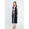 English Factory Women’s Knit Midi Dress with Ribbon Tie(Black/Cream)