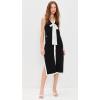 English Factory Women’s Knit Midi Dress with Ribbon Tie(Black/Cream)