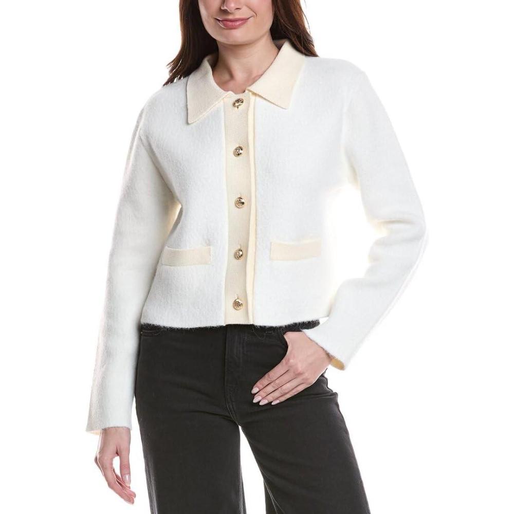 image:imageEnglish Factory Womens Placket Cardigan M White