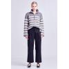 English Factory Womens Striped 1/2-Zip Sweater, M, Grey