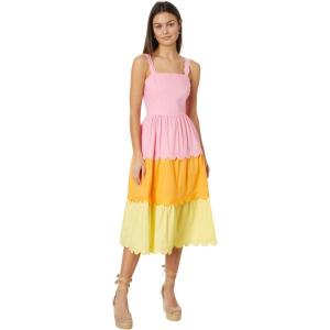 English Factory Womens Colorblock Scallop Dress(Pink Multi 1)