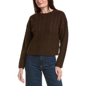 English Factory Womens Crewneck Cable Wool-Blend Sweater, Xs, Brown