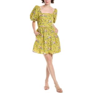 English Factory Women’s Floral Back Cutout Mini Dress, Celery, XS