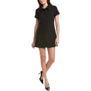 English Factory Womens Velvet Button Collar Mini Dress, L, Black