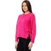 English Factory Women’s Side Tie Crewneck Sweater Top(Fuchsia)