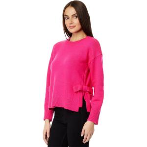 English Factory Women’s Side Tie Crewneck Sweater Top(Fuchsia)