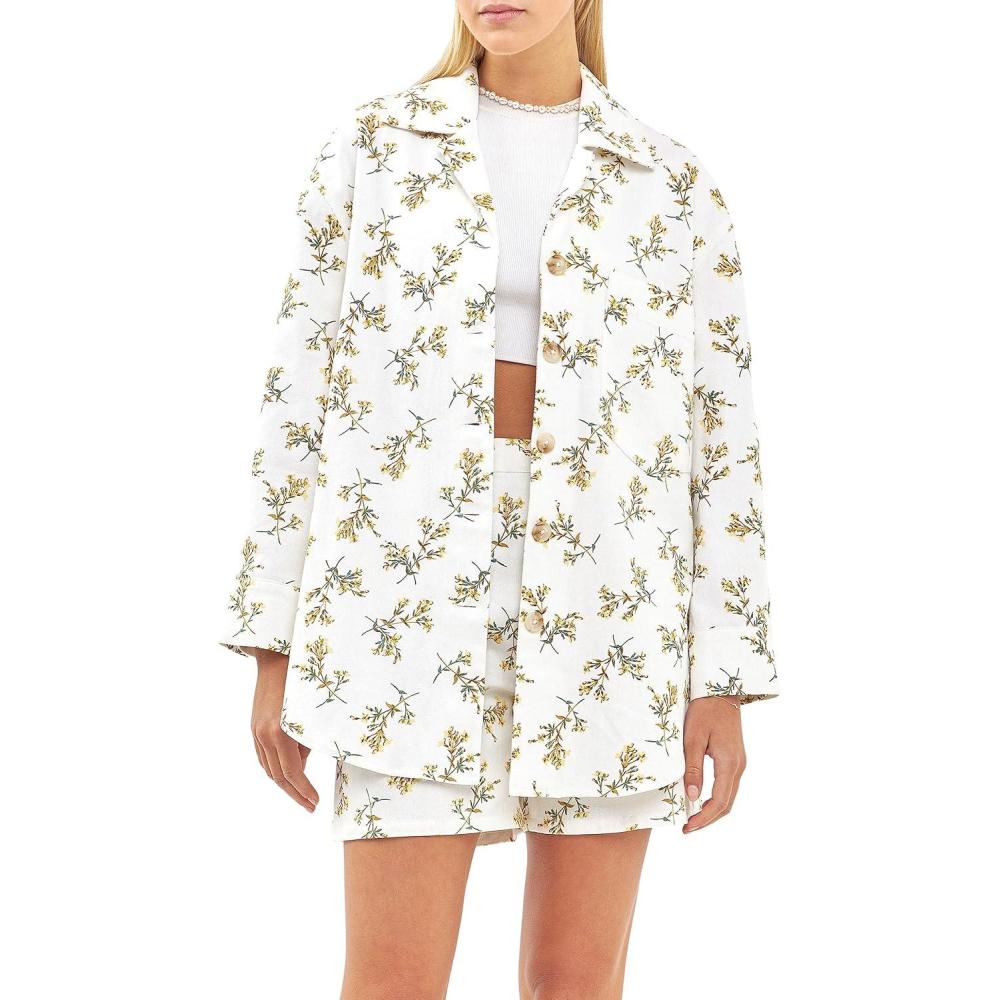 image:imageEnglish Factory Womens Floral Oversized Shirts Jacket