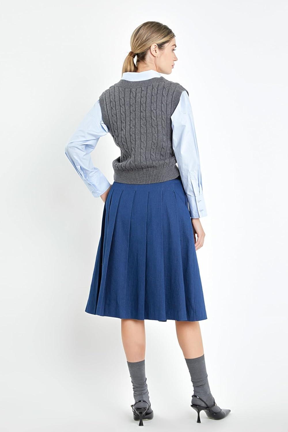 image:imageEnglish Factory Womens Cable Knit Chunky Vest Charcoal XS