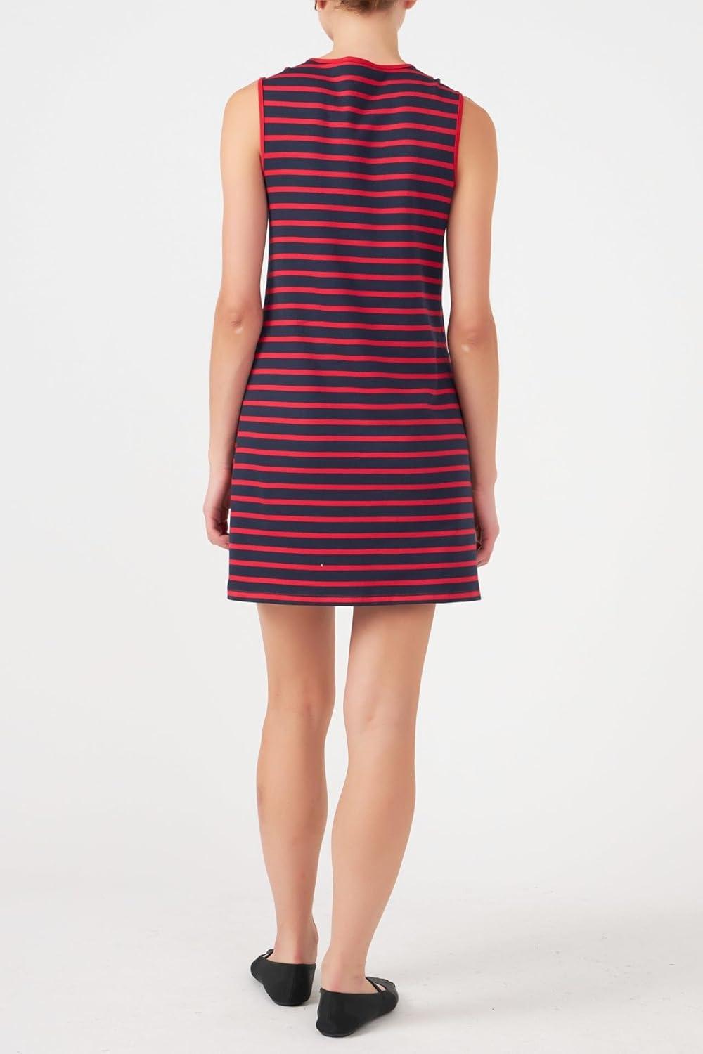 image:imageEnglish Factory Womens Striped Knit Lace Up Mini Dress NavyRed M