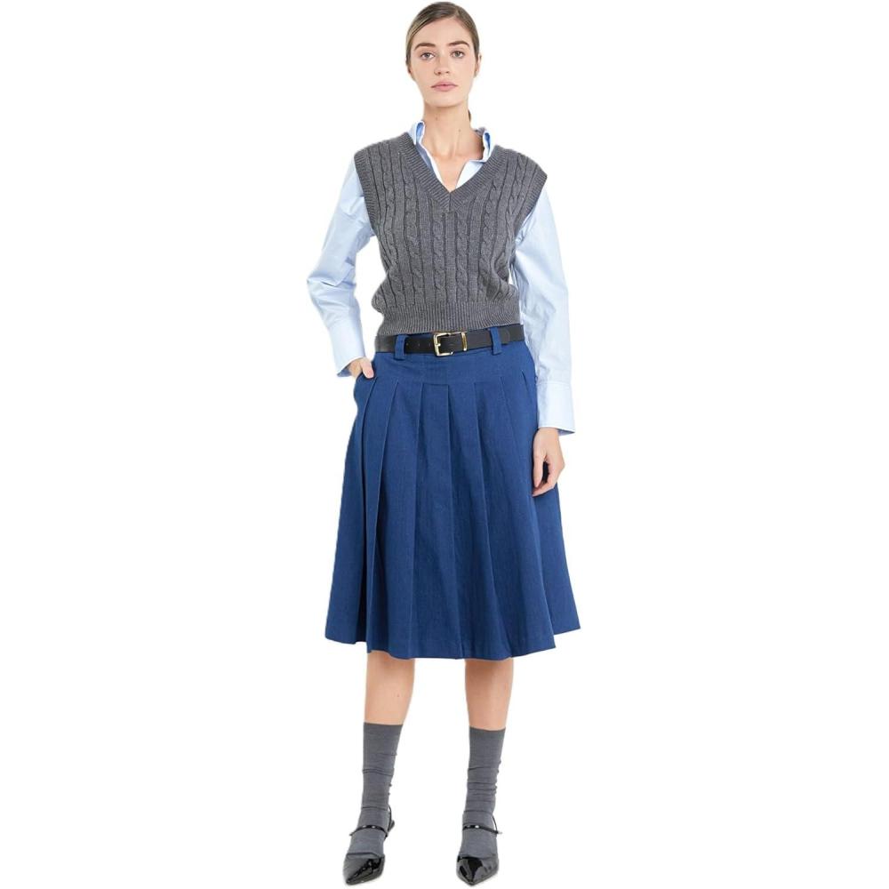 image:imageEnglish Factory Womens Cable Knit Chunky Vest Charcoal M