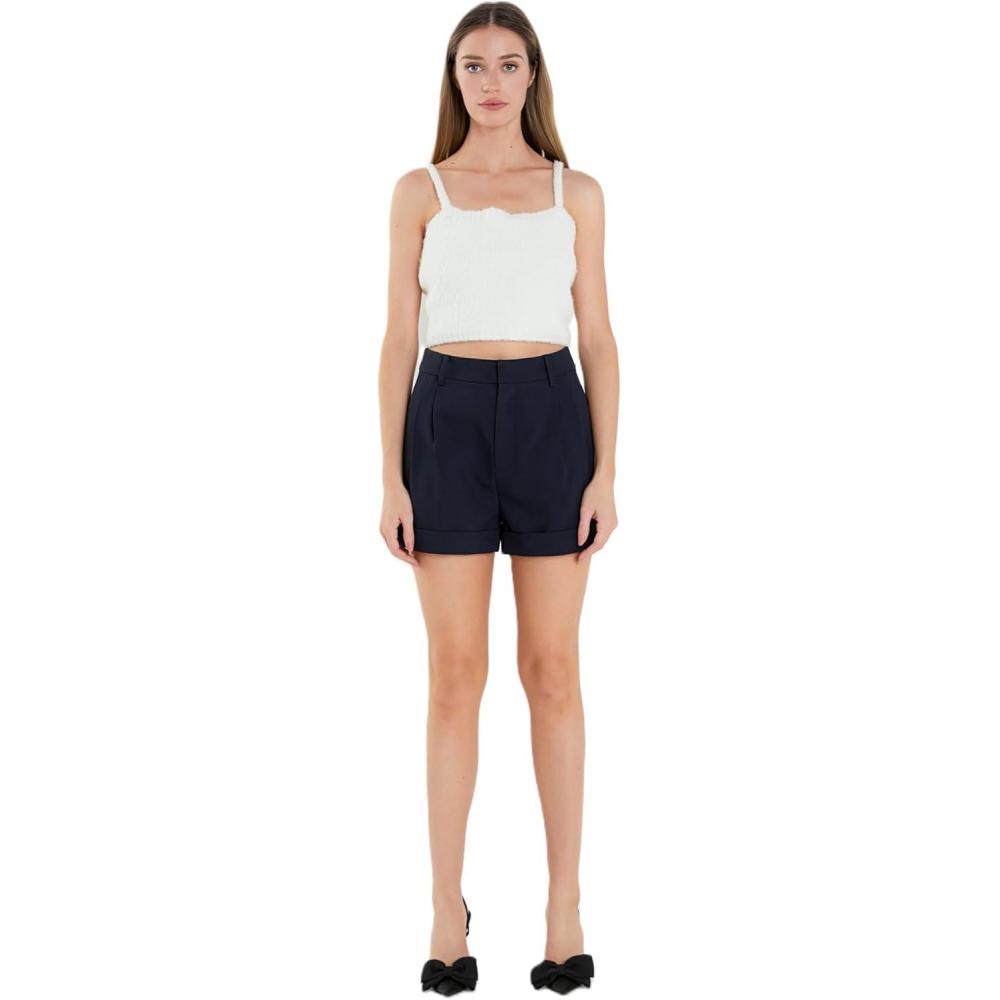 image:imageEnglish Factory Womens Fuzzy Knit Tank Top Cream XS