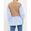 English Factory Cable Knit Long Striped Shirt Beige