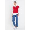 English Factory Women’s V-Neck Knit Sweater Vest, Red, M