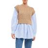 English Factory Cable Knit Long Striped Shirt Beige