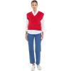 English Factory Women’s V-Neck Knit Sweater Vest, Red, M
