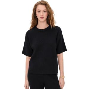 English Factory Women’s Collar Knit Half Sleeves Top(Black)