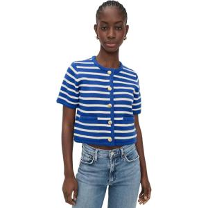 English Factory Women’s Knit Striped Sweater Cardigan(Blue/Ivory)