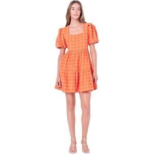 English Factory Women’s Tweed Babydoll Dress(Orange)