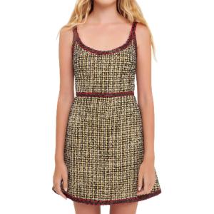English Factory Women’s Tweed Mini Dress, Yellow/Black, S