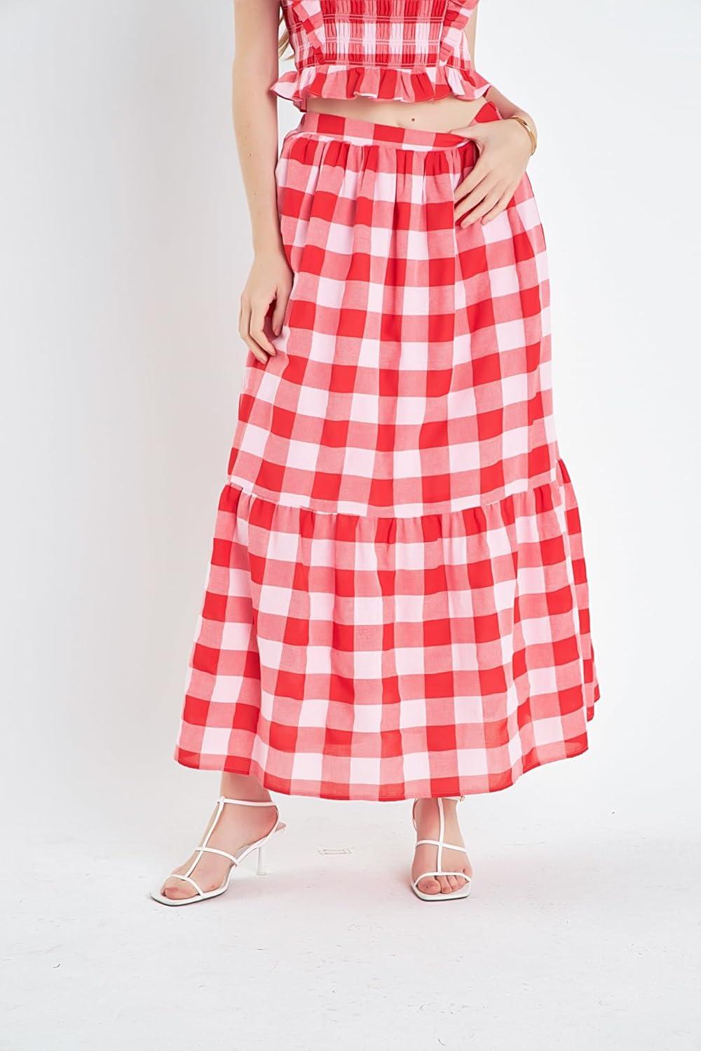 image:imageGingham Smocked Top PinkRed