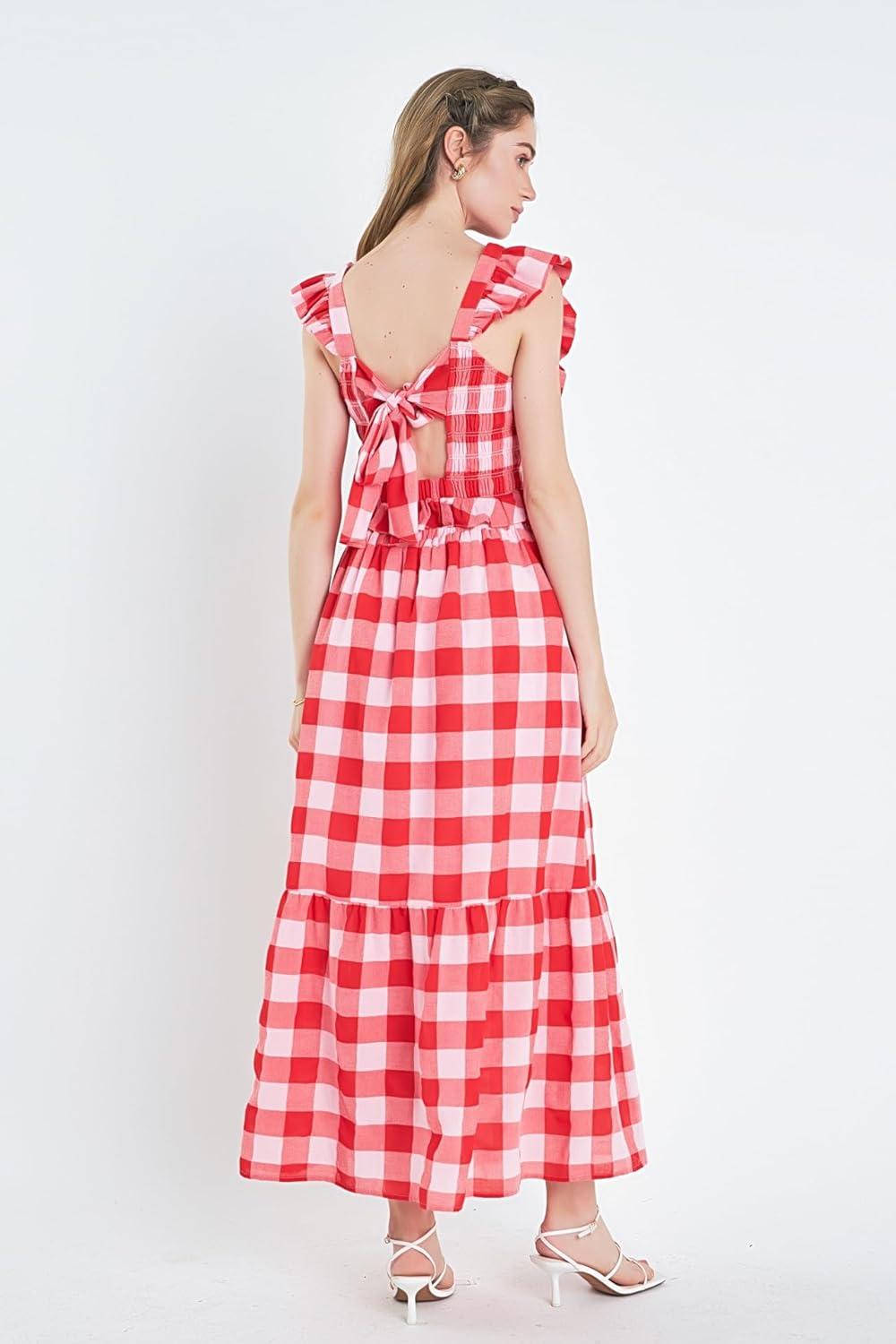 image:imageGingham Smocked Top PinkRed