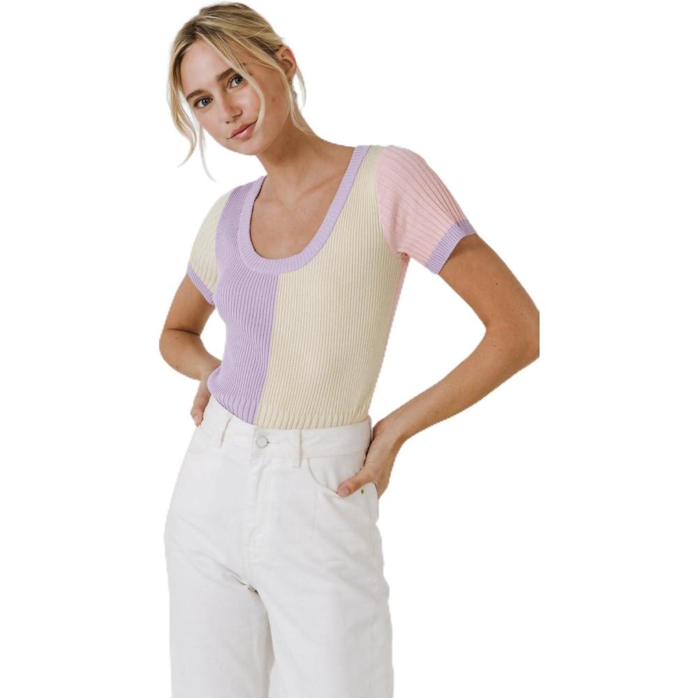 image:imageEnglish Factory Womens Color Blocked Sweater Top Multi XS