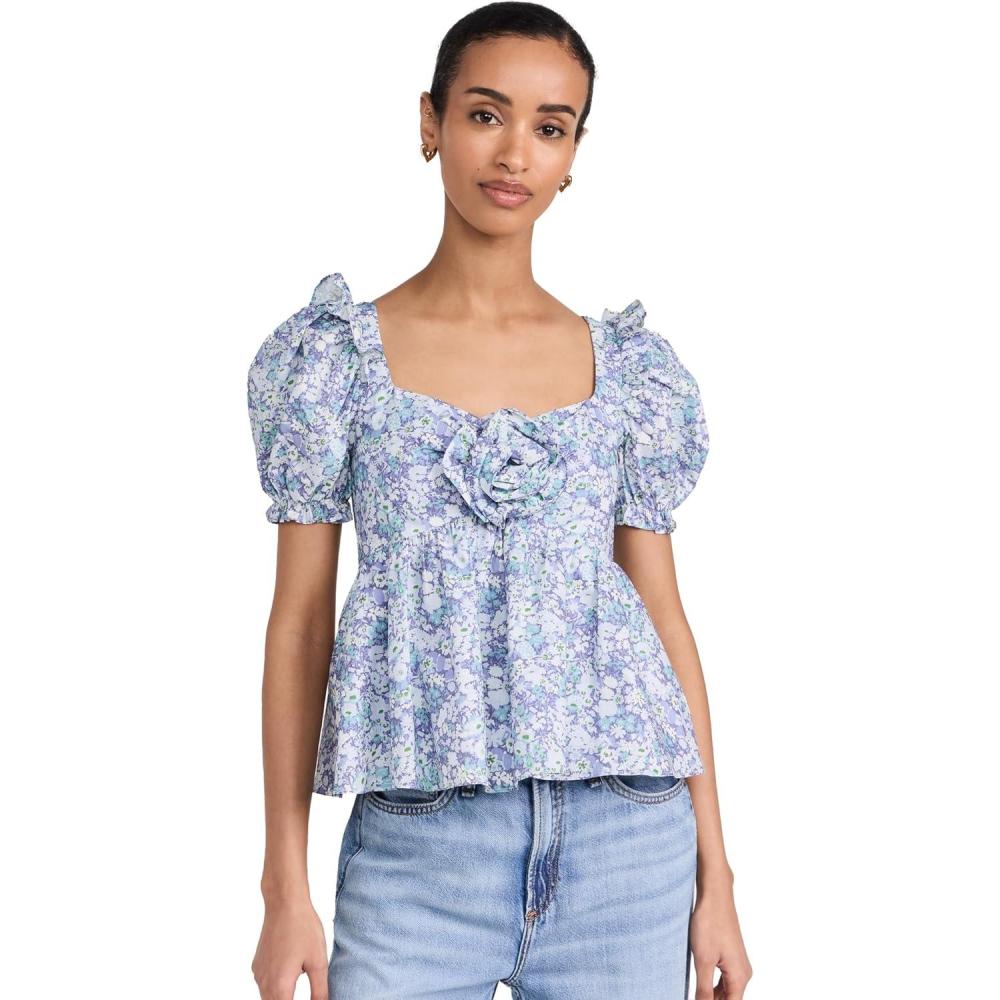 image:imageEnglish Factory Womens Floral Print Top with FlowerBlue Multi