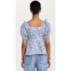 English Factory Women’s Floral Print Top with Flower(Blue Multi)