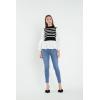English Factory Women’s Mixed Media Top, Black Stripe, L