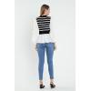 English Factory Women’s Mixed Media Top, Black Stripe, L