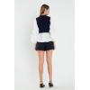 English Factory Women’s Mixed Media Top, Navy/White, L