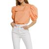 English Factory Women’s Poplin Puffed Sleeve Top(Black)