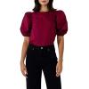 English Factory Women’s Poplin Puffed Sleeve Top(Black)