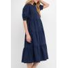 English Factory Women’s Short Puff Sleeve Midi Dress(Navy)