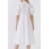 English Factory Women’s Short Puff Sleeve Midi Dress(White)