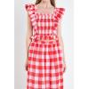 Gingham Smocked Top Pink/Red