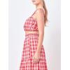 Plaid Ruched Thick Strap Bandeau Red