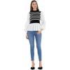 English Factory Women’s Mixed Media Top, Black Stripe, M